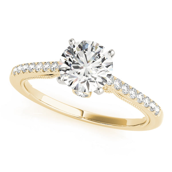 Ribbon Peekaboo Cathedral Round Engagement Ring - Elgrissy Diamonds