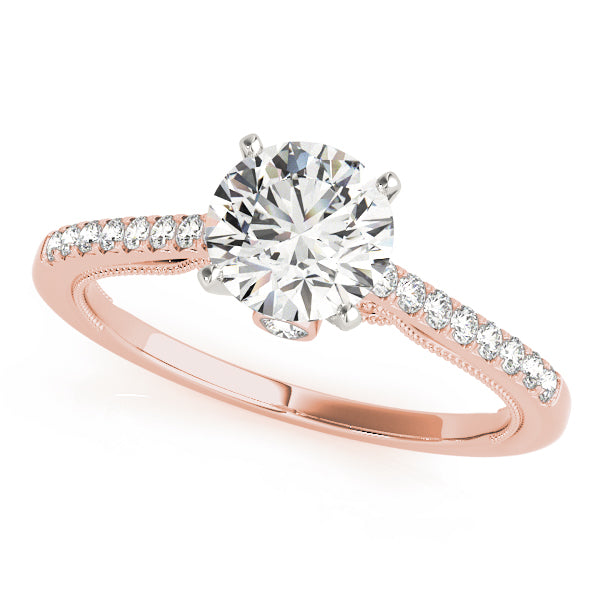 Ribbon Peekaboo Cathedral Round Engagement Ring - Elgrissy Diamonds