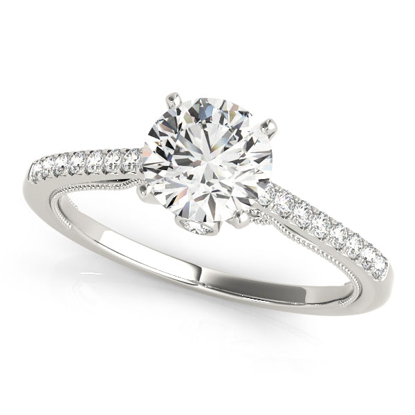 Ribbon Peekaboo Cathedral Round Engagement Ring - Elgrissy Diamonds