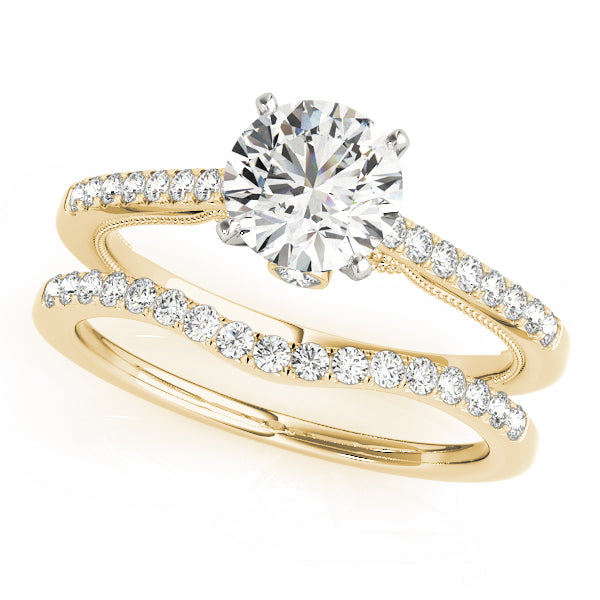 Ribbon Peekaboo Cathedral Round Engagement Ring - Elgrissy Diamonds