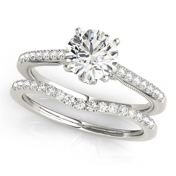 Ribbon Peekaboo Cathedral Round Engagement Ring - Elgrissy Diamonds