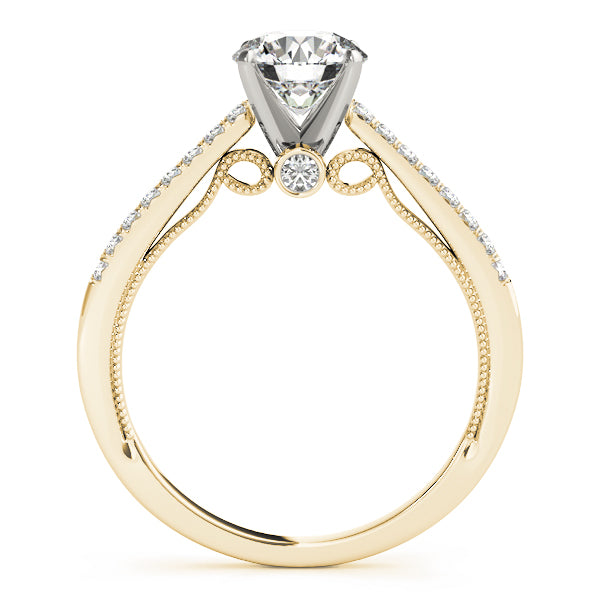 Ribbon Peekaboo Cathedral Round Engagement Ring - Elgrissy Diamonds