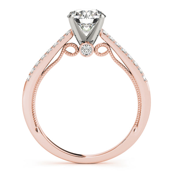 Ribbon Peekaboo Cathedral Round Engagement Ring - Elgrissy Diamonds