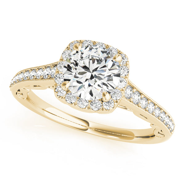 Square Halo Wrapped in Chanel setting Engagement Ring - Elgrissy Diamonds