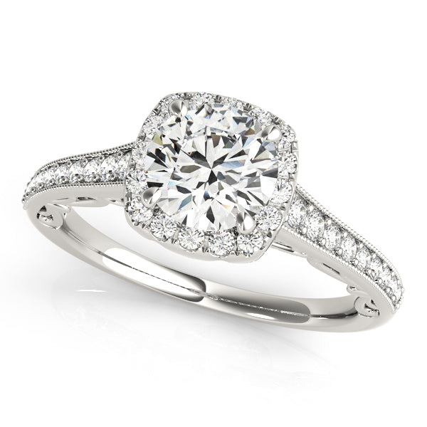 Square Halo Wrapped in Chanel setting Engagement Ring - Elgrissy Diamonds