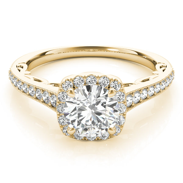 Square Halo Wrapped in Chanel setting Engagement Ring - Elgrissy Diamonds