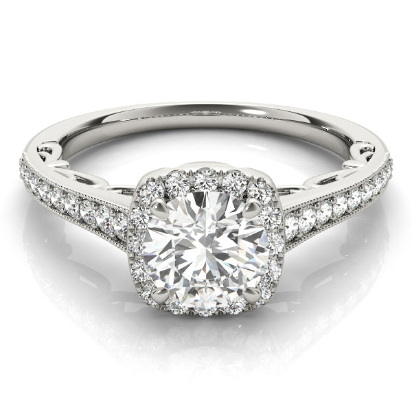 Square Halo Wrapped in Chanel setting Engagement Ring - Elgrissy Diamonds