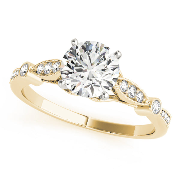 Vintage Milgrain Cathedral Round Engagement Ring - Elgrissy Diamonds