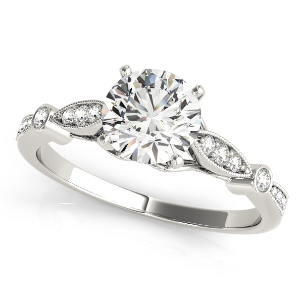Vintage Milgrain Cathedral Round Engagement Ring - Elgrissy Diamonds
