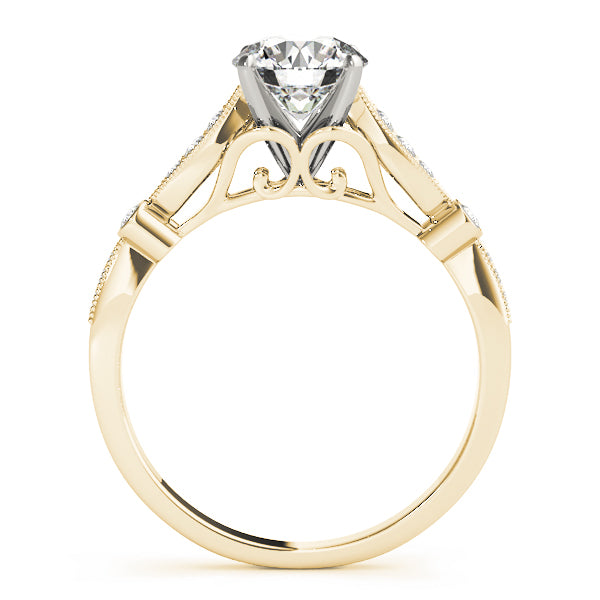Vintage Milgrain Cathedral Round Engagement Ring - Elgrissy Diamonds
