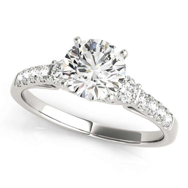 Three Stone Pavé Cathedral Peekaboo Round Engagement Ring - Elgrissy Diamonds