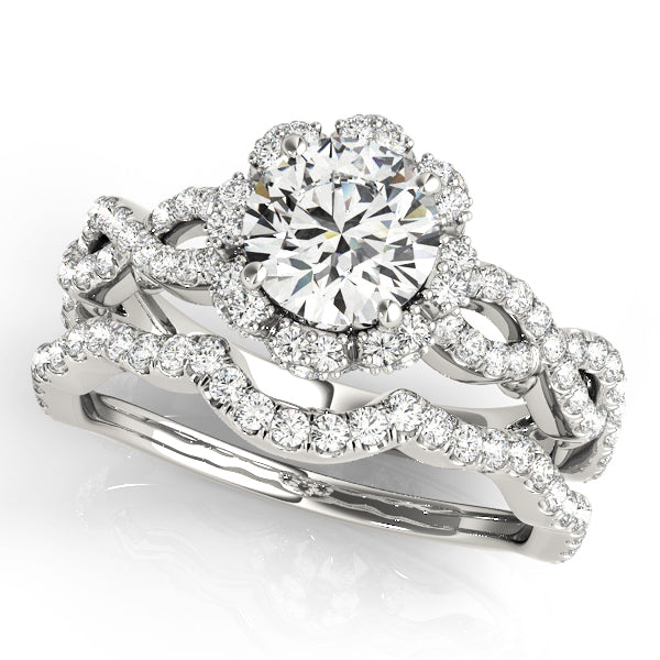 Floral Halo with Infinity Pavé Engagement Ring - Elgrissy Diamonds
