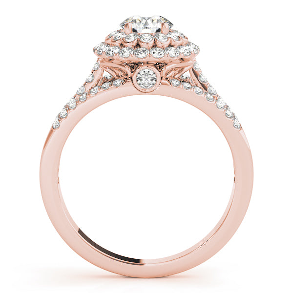 Double Halo Floral with Multi Split Shanks Round Engagement Ring - Elgrissy Diamonds