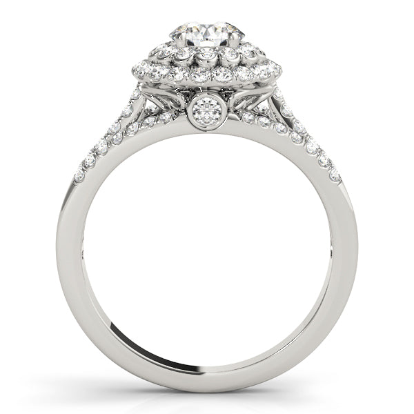 Double Halo Floral with Multi Split Shanks Round Engagement Ring - Elgrissy Diamonds