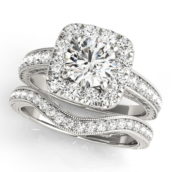 Vintage Halo Channel Set Round Engagement Ring - Elgrissy Diamonds