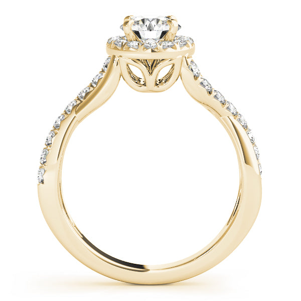 Signature Halo Pavé Twist Shank Round Engagement Ring - Elgrissy Diamonds