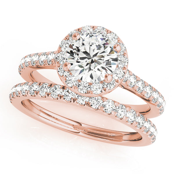 Halo Pavé Cathedral Peek A Boo Round  Engagement Ring - Elgrissy Diamonds