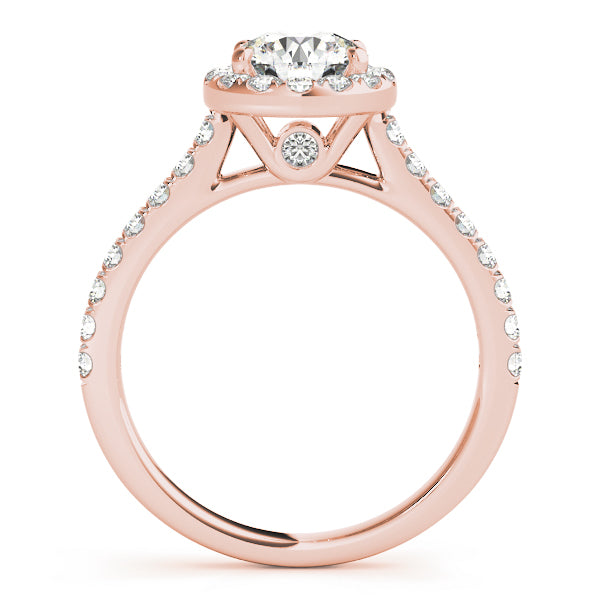 Halo Pavé Cathedral Peek A Boo Round  Engagement Ring - Elgrissy Diamonds