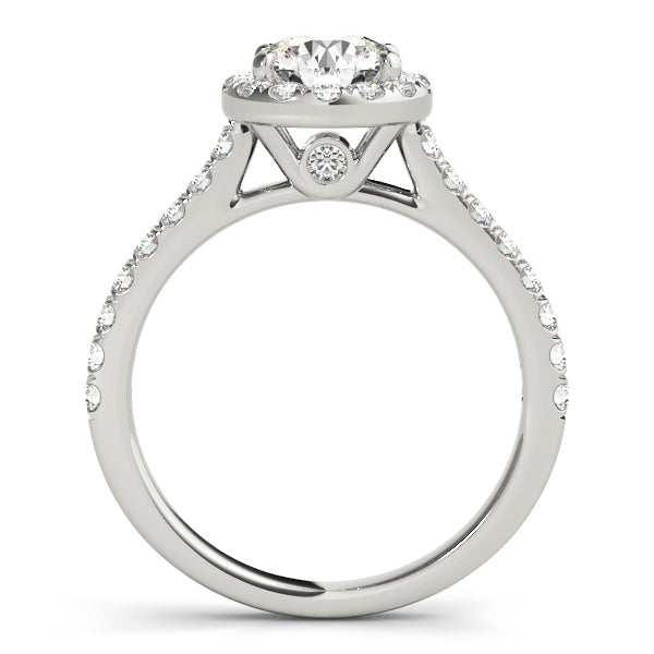 Halo Pavé Cathedral Peek A Boo Round  Engagement Ring - Elgrissy Diamonds