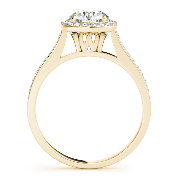 Square Halo Artsy Cathedral Pavé Round Engagement Ring - Elgrissy Diamonds