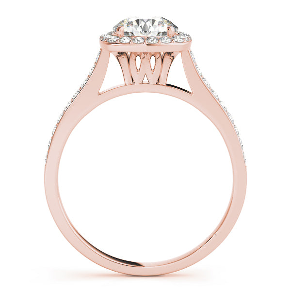 Square Halo Artsy Cathedral Pavé Round Engagement Ring - Elgrissy Diamonds