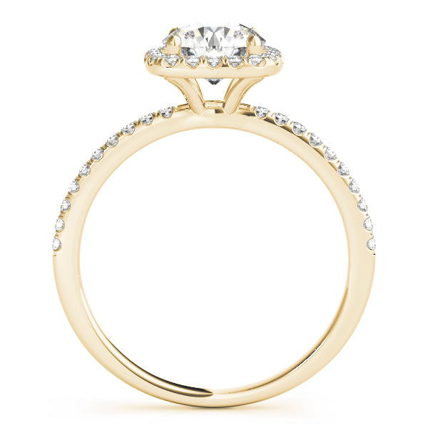 Simple Square Halo Pavé Round Engagement Ring - Elgrissy Diamonds