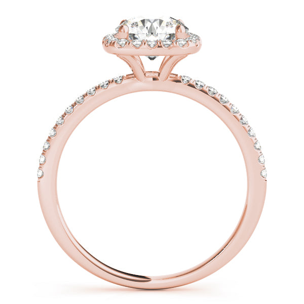 Simple Square Halo Pavé Round Engagement Ring - Elgrissy Diamonds