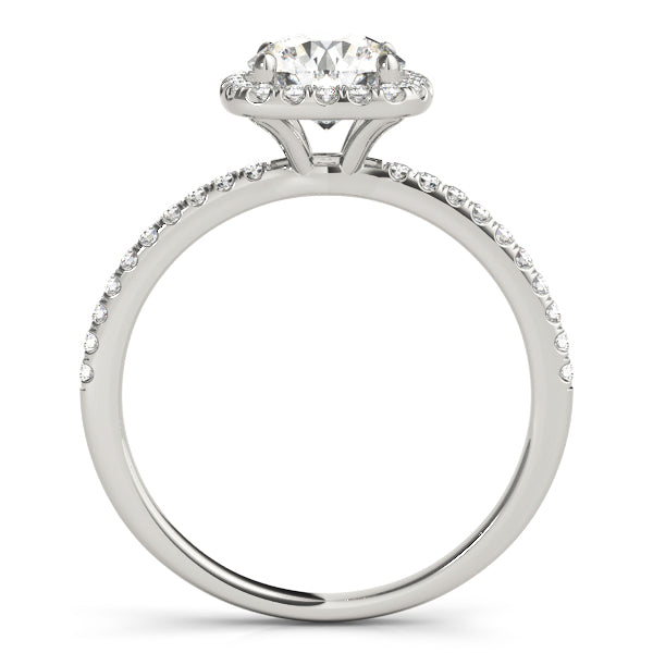 Simple Square Halo Pavé Round Engagement Ring - Elgrissy Diamonds