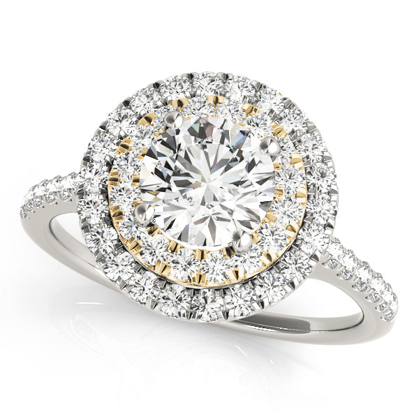 Double Halo Artsy Cathedral Round Engagement Ring - Elgrissy Diamonds