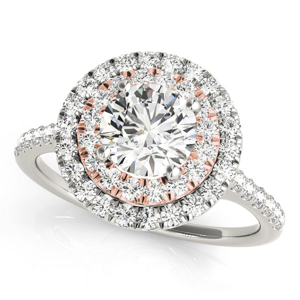Double Halo Artsy Cathedral Round Engagement Ring - Elgrissy Diamonds