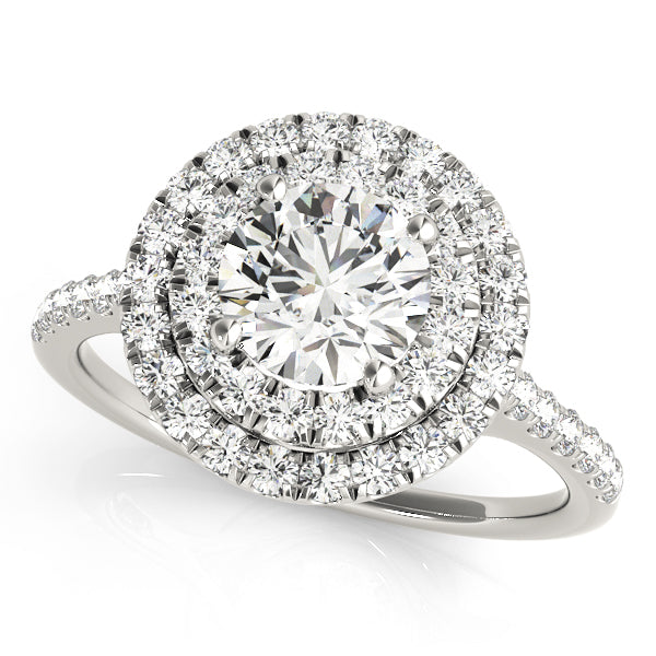 Double Halo Artsy Cathedral Round Engagement Ring - Elgrissy Diamonds