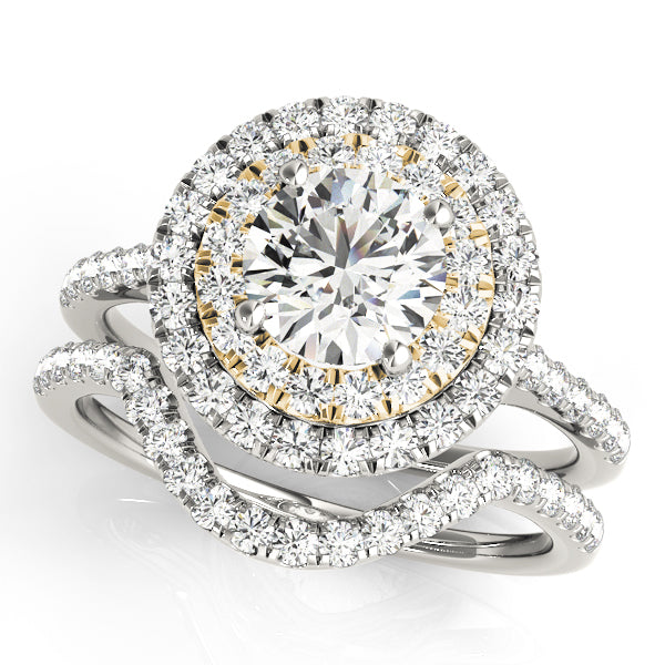 Double Halo Artsy Cathedral Round Engagement Ring - Elgrissy Diamonds