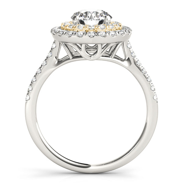 Double Halo Artsy Cathedral Round Engagement Ring - Elgrissy Diamonds