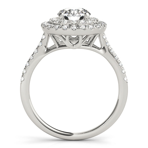 Double Halo Artsy Cathedral Round Engagement Ring - Elgrissy Diamonds