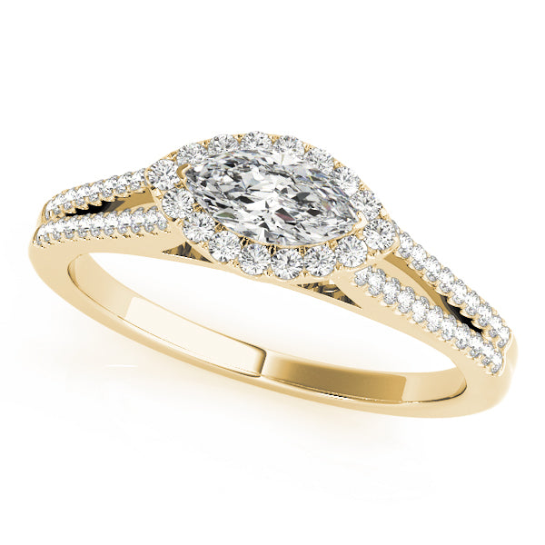 Marquise East-West Halo Split Shank Diamond Engagement Ring - Elgrissy Diamonds