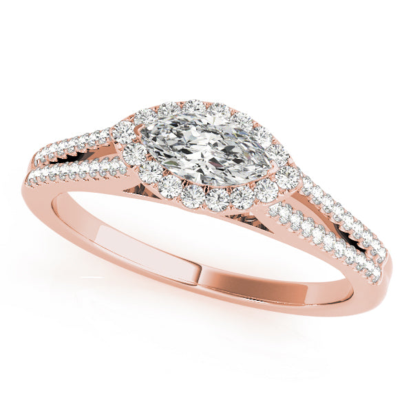 Marquise East-West Halo Split Shank Diamond Engagement Ring - Elgrissy Diamonds