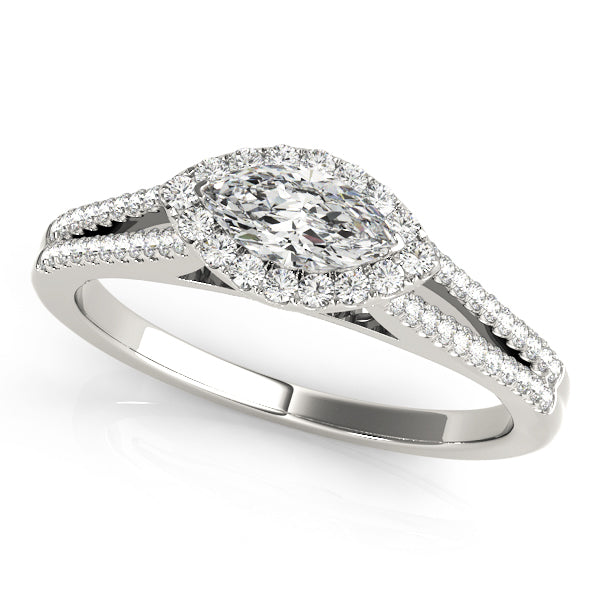 Marquise East-West Halo Split Shank Diamond Engagement Ring - Elgrissy Diamonds