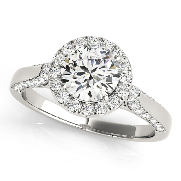 Vintage Halo Artsy Cathedral Round Diamond Engagement Ring - Elgrissy Diamonds