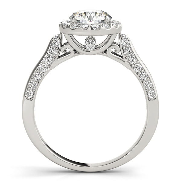 Vintage Halo Artsy Cathedral Round Diamond Engagement Ring - Elgrissy Diamonds