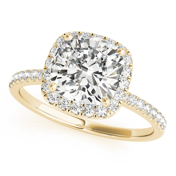 Cushion Halo Solitaire Pavé Engagement Ring - Elgrissy Diamonds
