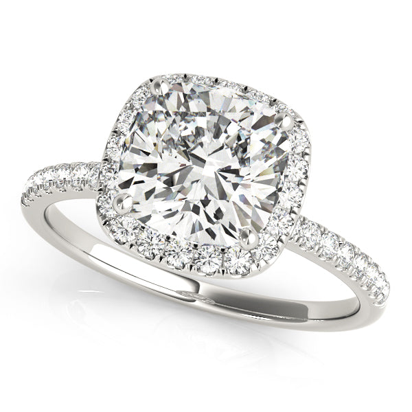 Cushion Halo Solitaire Pavé Engagement Ring - Elgrissy Diamonds