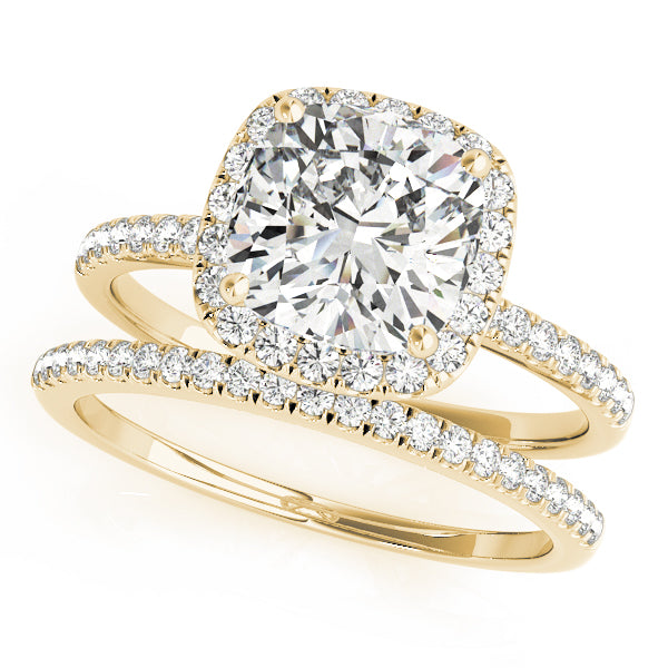 Cushion Halo Solitaire Pavé Engagement Ring - Elgrissy Diamonds