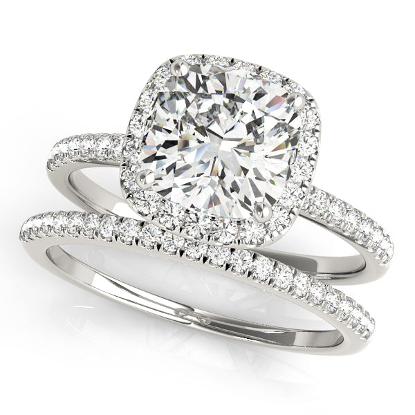 Cushion Halo Solitaire Pavé Engagement Ring - Elgrissy Diamonds