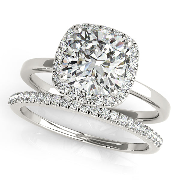 Cushion Halo Solitaire Engagement Ring - Elgrissy Diamonds