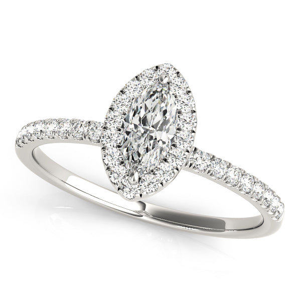 Marquise Halo Pavé Diamond Engagement Ring - Elgrissy Diamonds