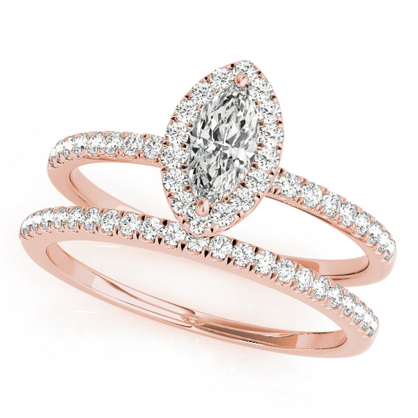 Marquise Halo Pavé Diamond Engagement Ring - Elgrissy Diamonds