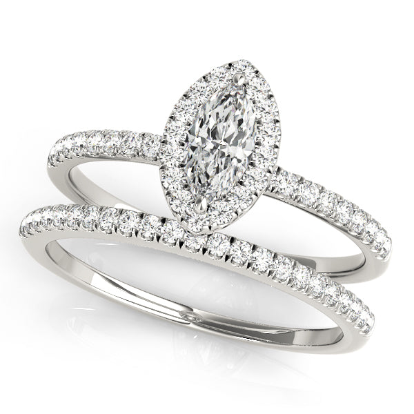 Marquise Halo Pavé Diamond Engagement Ring - Elgrissy Diamonds