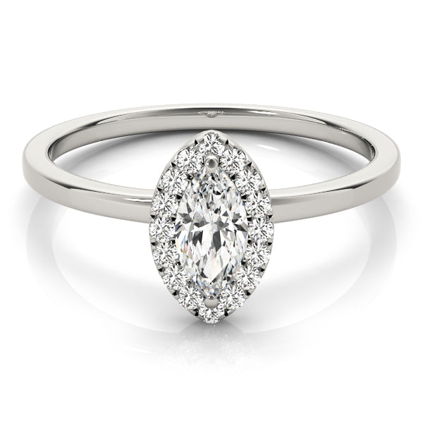 Marquise Halo Solitaire Diamond Engagement Ring - Elgrissy Diamonds