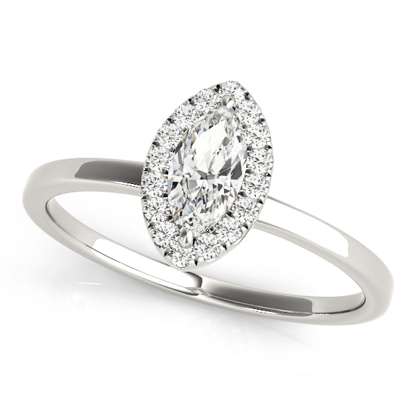 Marquise Halo Solitaire Diamond Engagement Ring - Elgrissy Diamonds