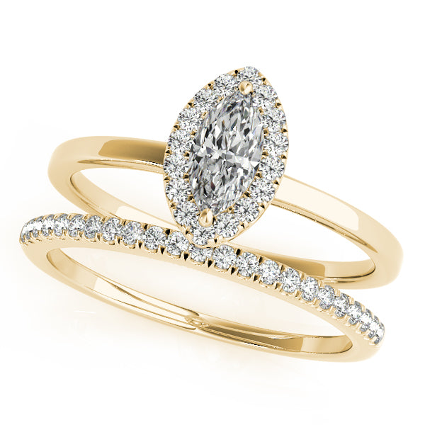 Marquise Halo Solitaire Diamond Engagement Ring - Elgrissy Diamonds